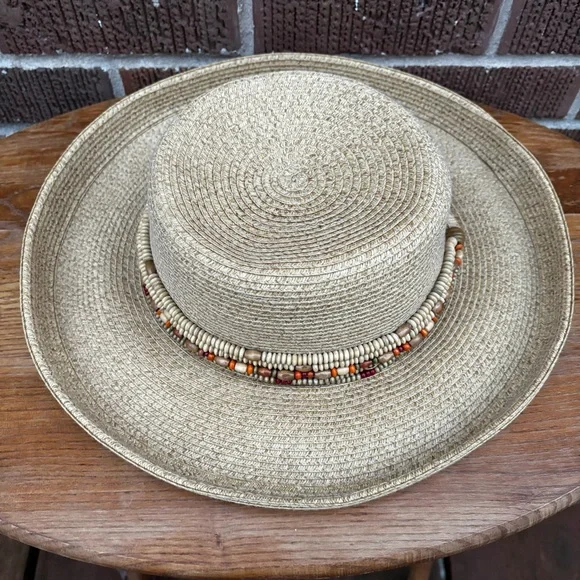 Ron Jon Surf Shop Hat Womens Wide Brim Woven Tan Floppy Festival Sun Beach OS - Picture 3 of 6